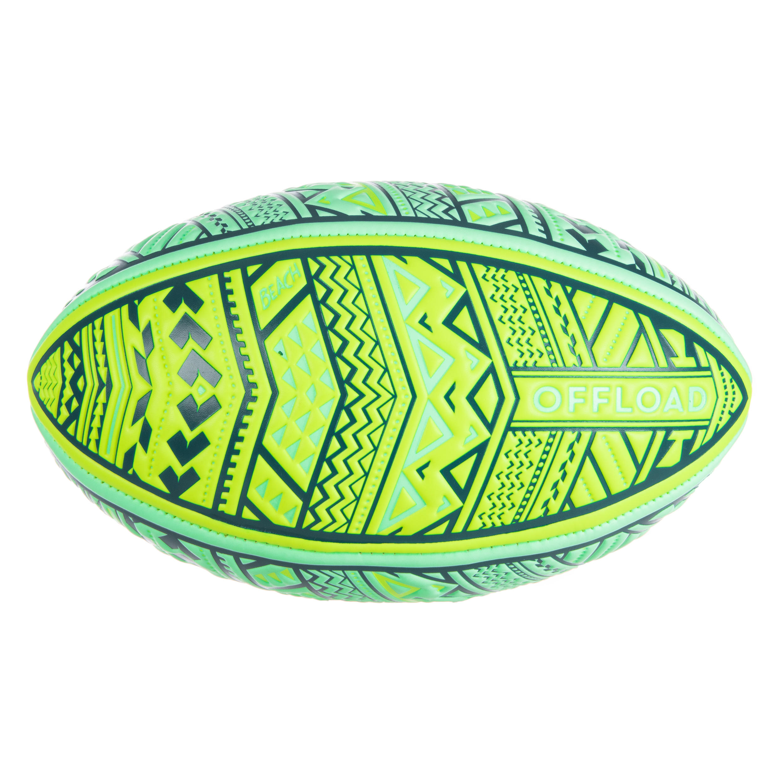 OFFLOAD Beach Rugby Ball R100 Midi Maori Size 1 - Yellow/Green