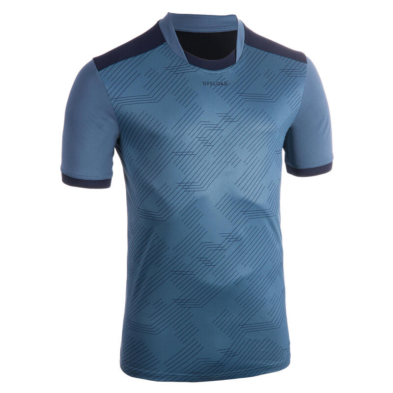 Rugby-Shirt Kurzarm Training Performance R500 blau
