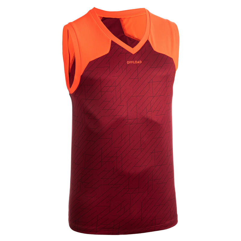 Débardeur de rugby singlet R500 sans manche homme rouge bordeaux