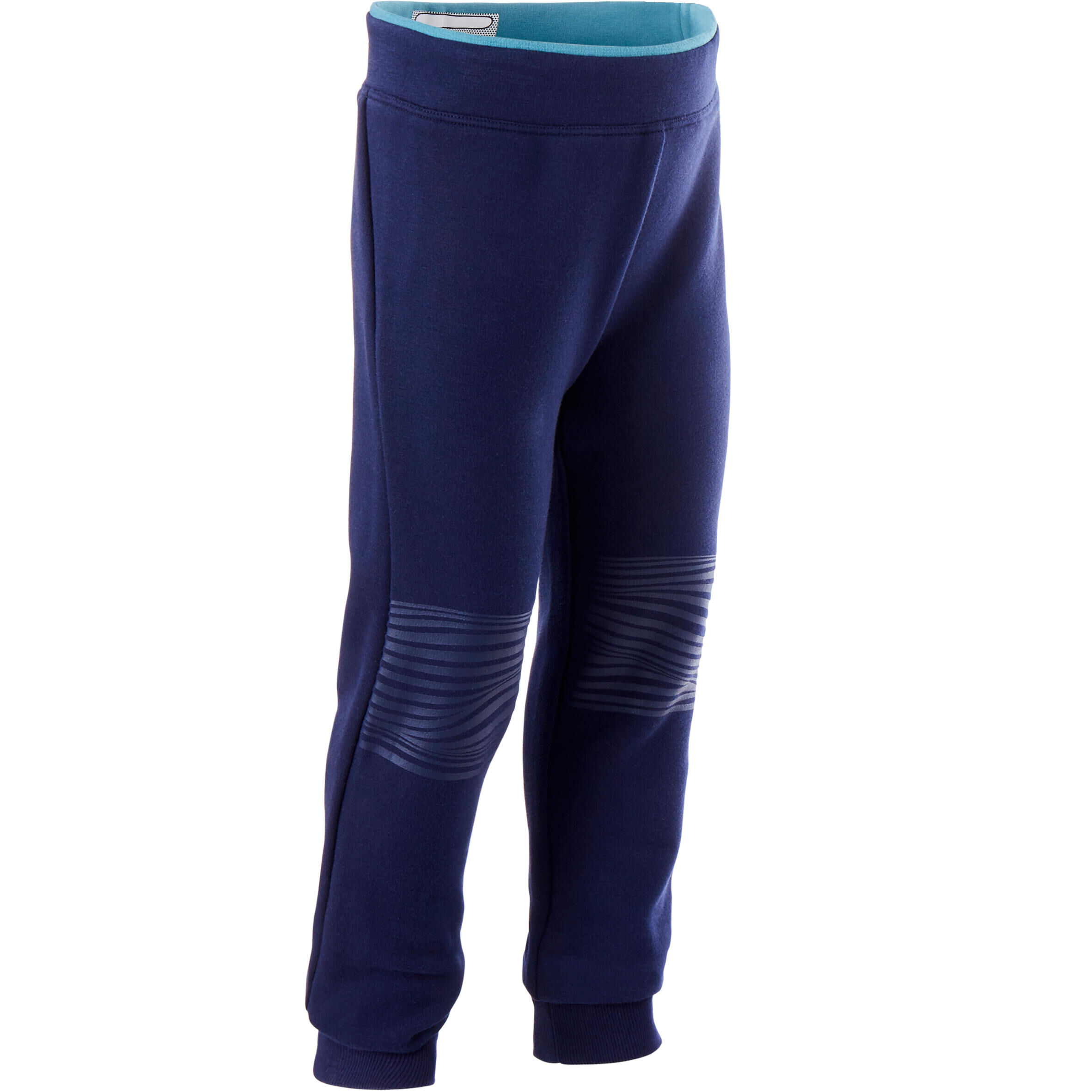 DOMYOS Kids' Baby Gym Breathable Slim-Fit Jogging Bottoms - Blue