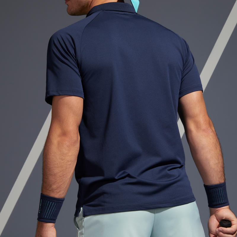 Men's Tennis Polo Shirt TPO 500 Dry Blue Graphic Decathlon