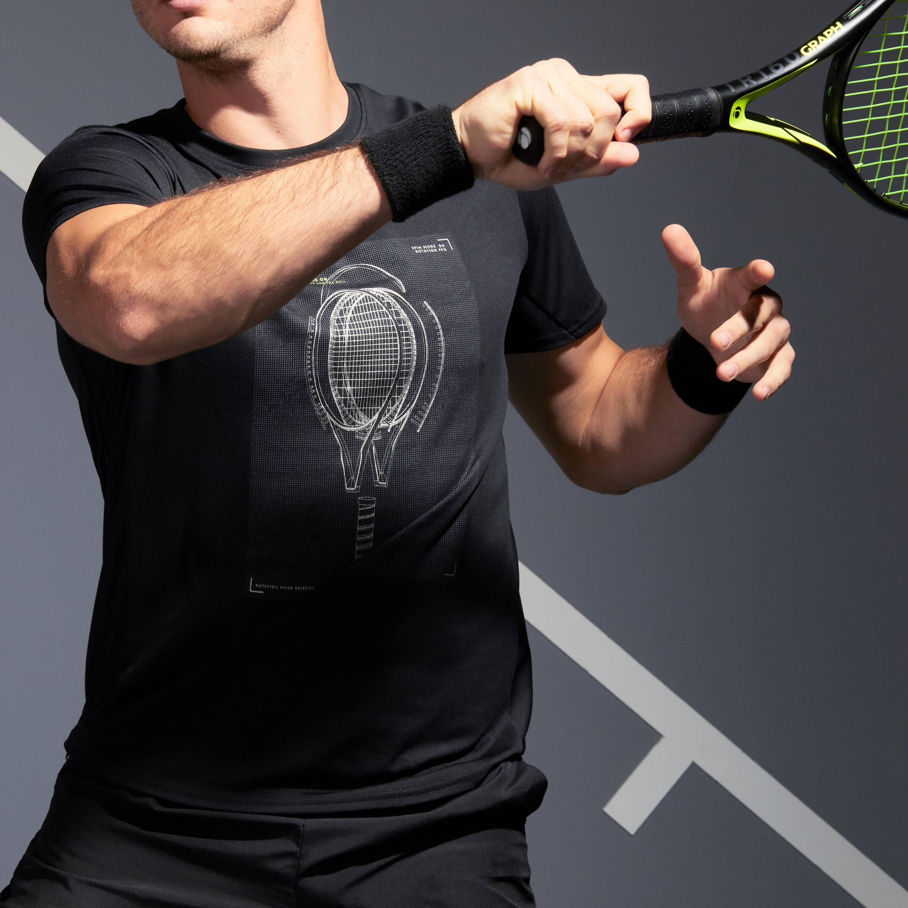 Men Tennis T-Shirt TTS100 Black -  5