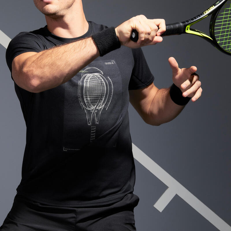 男款網球T恤TTS100 - 黑色