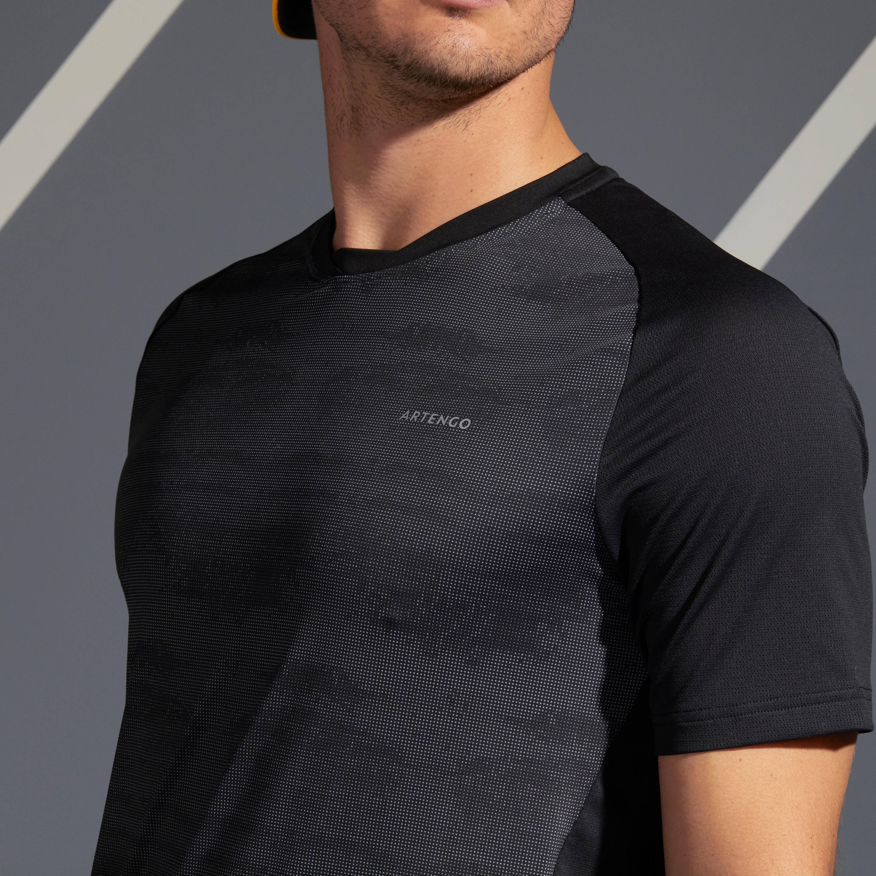 Men's Tennis T-Shirt TTS 500 Dry - Black Graph -  4