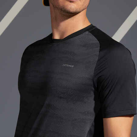 Camiseta de tenis manga corta transpirable hombre Artengo 500 Dry negro
