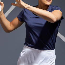 T-Shirt tennis col rond dry femme -  Essentiel 100 bleu marine