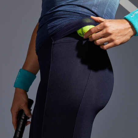 Women's Tennis Quick-Dry Cropped Leggings Dry Hip Ball - Blue/Black -  Decathlon