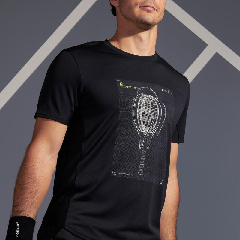 男款網球T恤TTS100 - 黑色