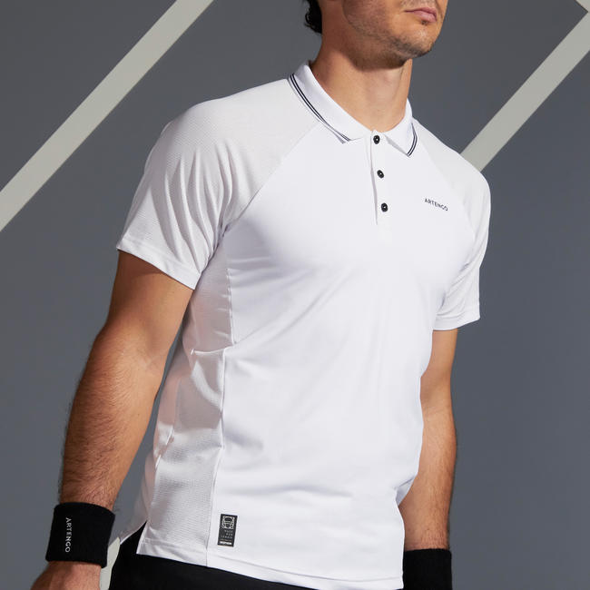 Men's Tennis Polo TShirt Dry 500 White