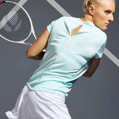 Women's Tennis Quick-Dry Crew Neck T-Shirt Essential 100 - Light Green