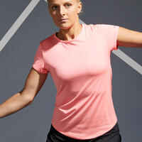 Women's Tennis Quick-Dry Crew Neck T-Shirt Essential 100 - Coral