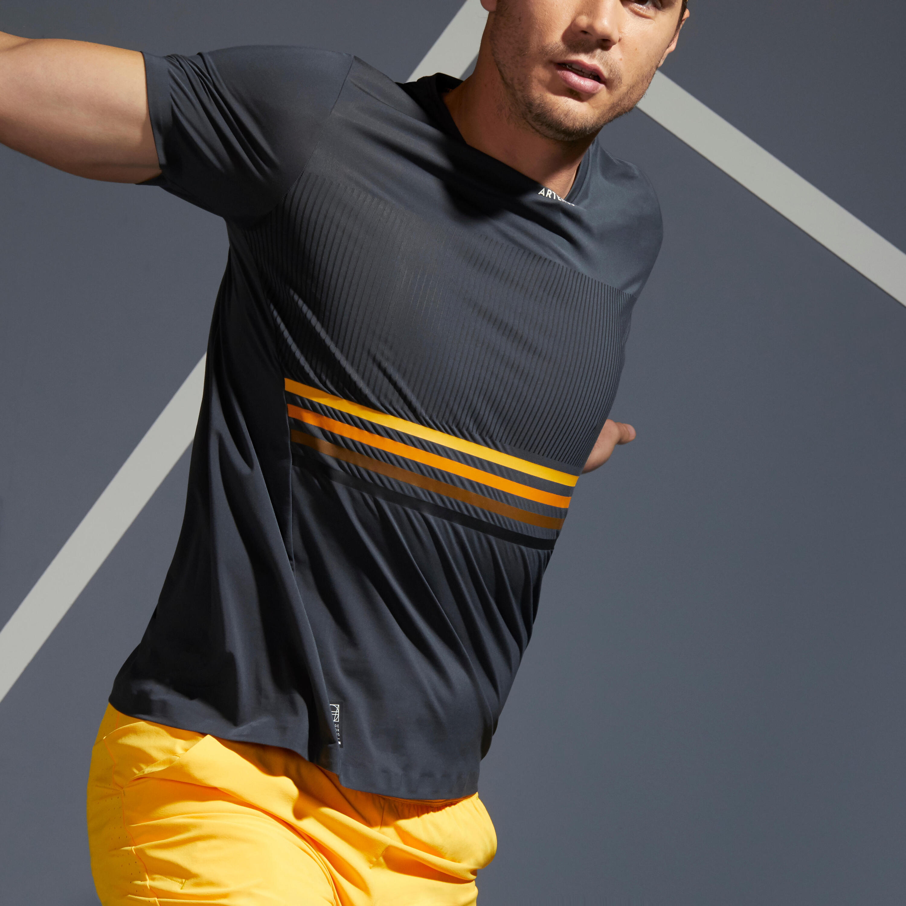 Men's Tennis T-Shirt TTS 900 Light - Grey/Yellow 4/9