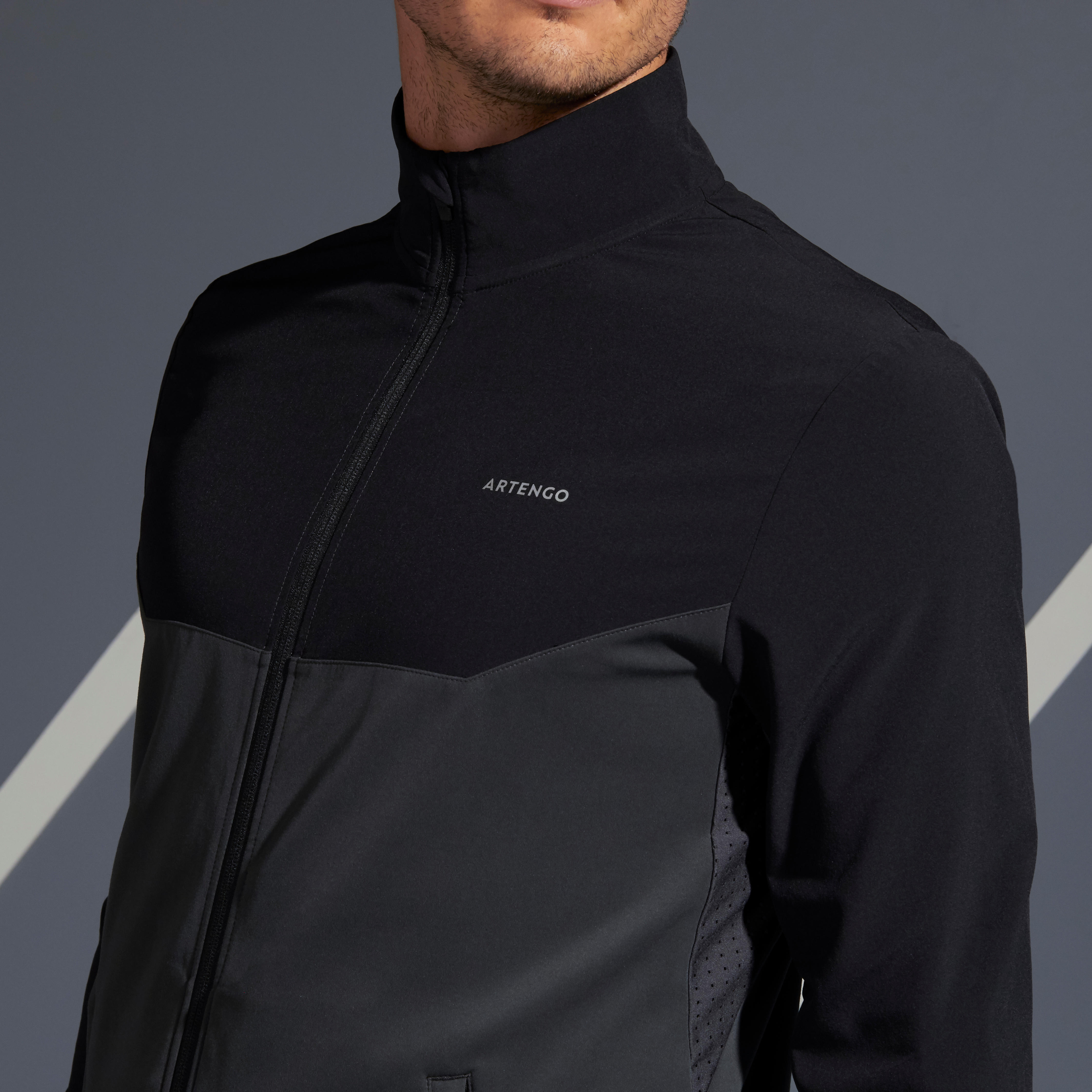 CHAQUETA DE TENIS HOMBRE TJA 500 NEGRO GRIS - Decathlon