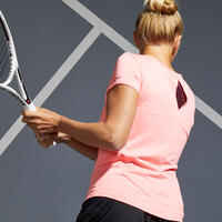 Women's Tennis Quick-Dry Crew Neck T-Shirt Essential 100 - Coral