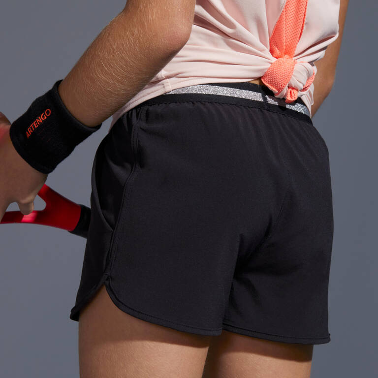 Celana Pendek Tenis Anak Perempuan TSH500 - Hitam