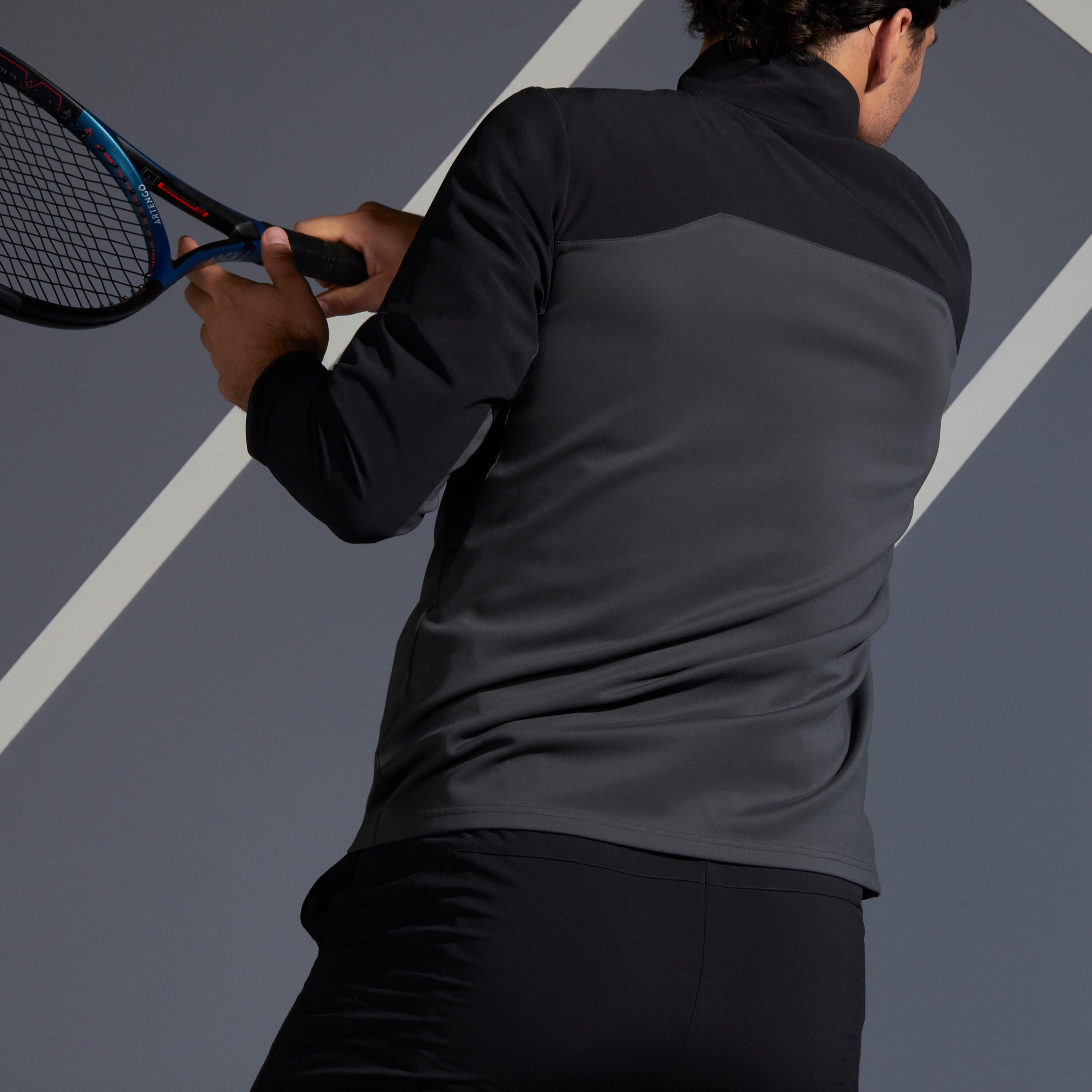 Erkek Tenis Eşofman Üstü - Siyah / Gri - Essential 11/11