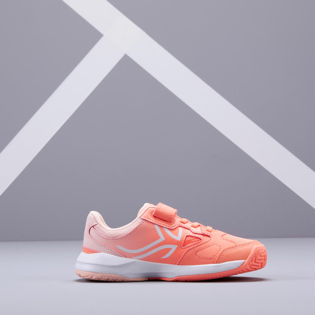 Tennisschuhe TS560 Turnschuhe mit Klettverschluss Kinder korallenrot