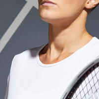 Camiseta de tenis manga corta transpirable mujer Artengo Essentiel blanco