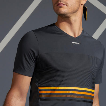 Чоловіча футболка 900 Light для тенісу - Сіра/Жовта