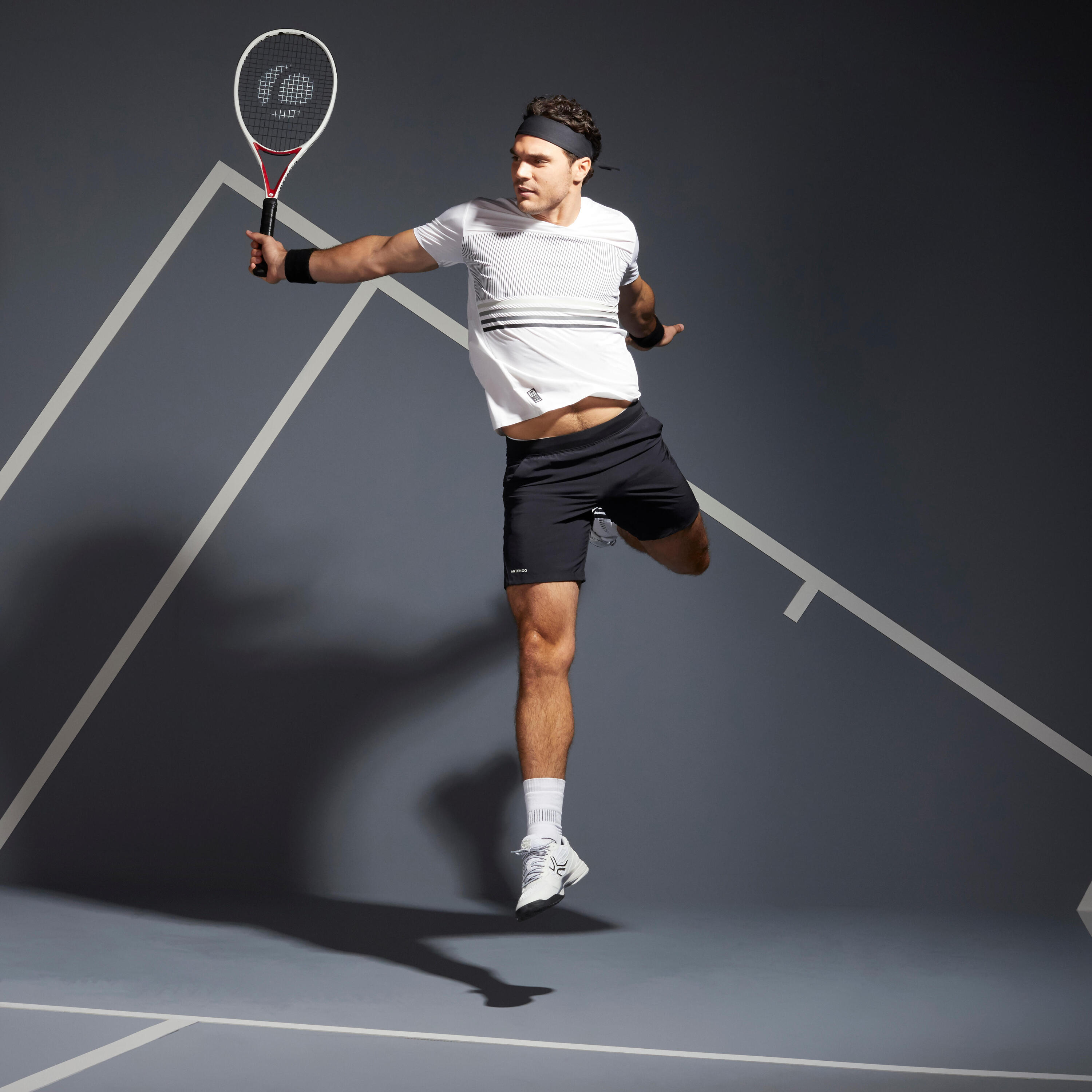 Men's Tennis T-Shirt TTS 900 Light - White/Black 2/12