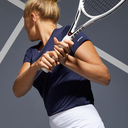 T-Shirt tennis col rond dry femme -  Essentiel 100 bleu marine