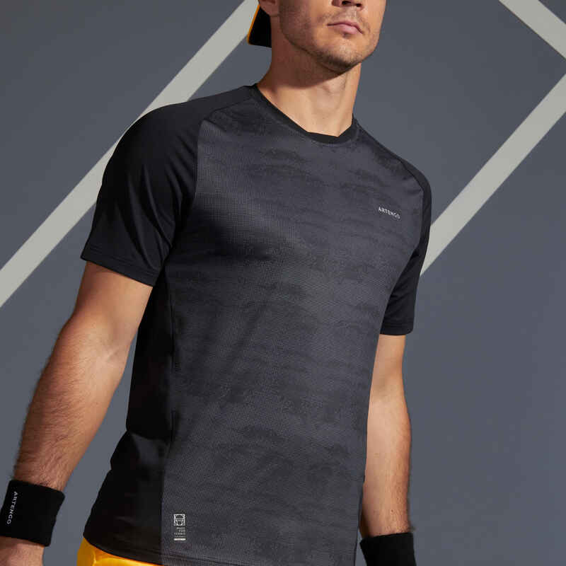 Tennis T-Shirt Herren TTS 500 DRY schwarz/grau