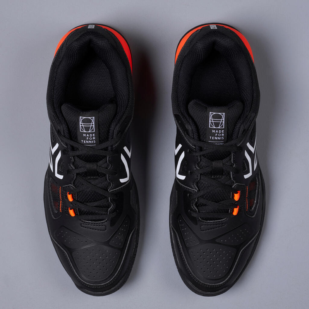 Vīriešu tenisa apavi dažādiem segumiem “TS500”, melni, oranži