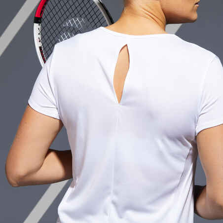 Women's Tennis Quick-Dry Crew Neck T-Shirt Essential 100 Club - White