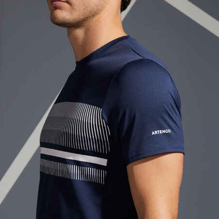 Camiseta de tenis manga corta transpirable hombre Artengo TTS100 azul marino
