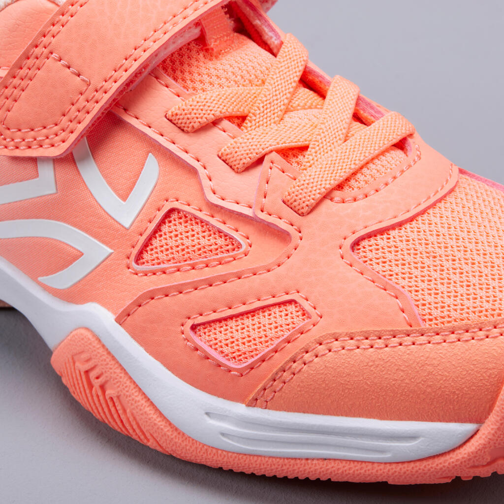 Tennisschuhe TS560 Turnschuhe mit Klettverschluss Kinder korallenrot