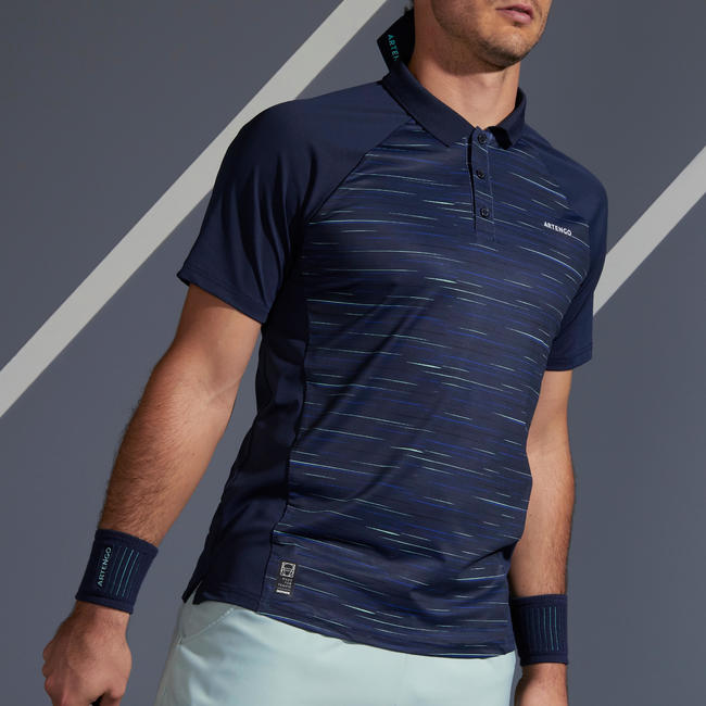 Men's Tennis Polo T-Shirt Dry 500 - Navy Blue Graphic