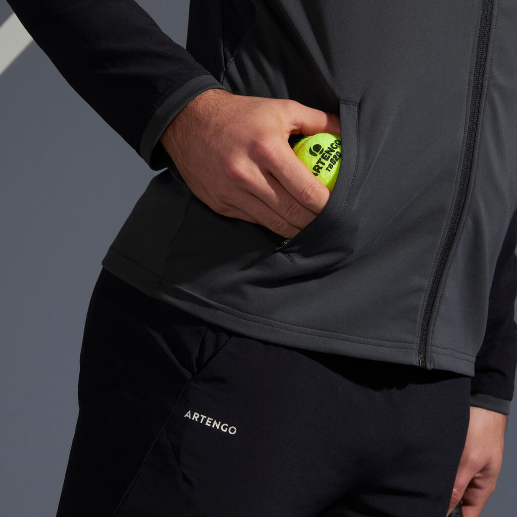Men's Tennis Jacket TJA 500 - Black/Grey