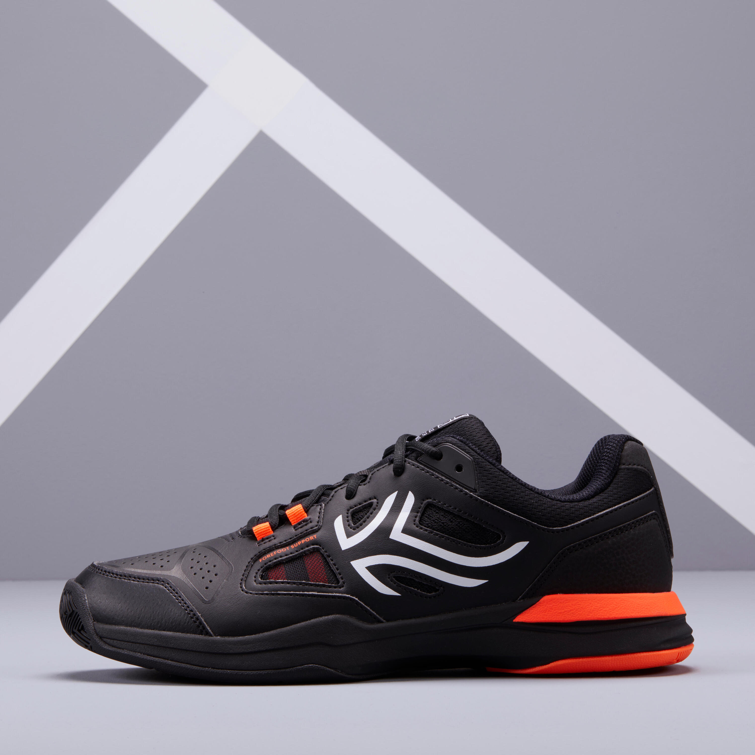 TS500 Multicourt Tennis Shoes - Black/Orange 3/8