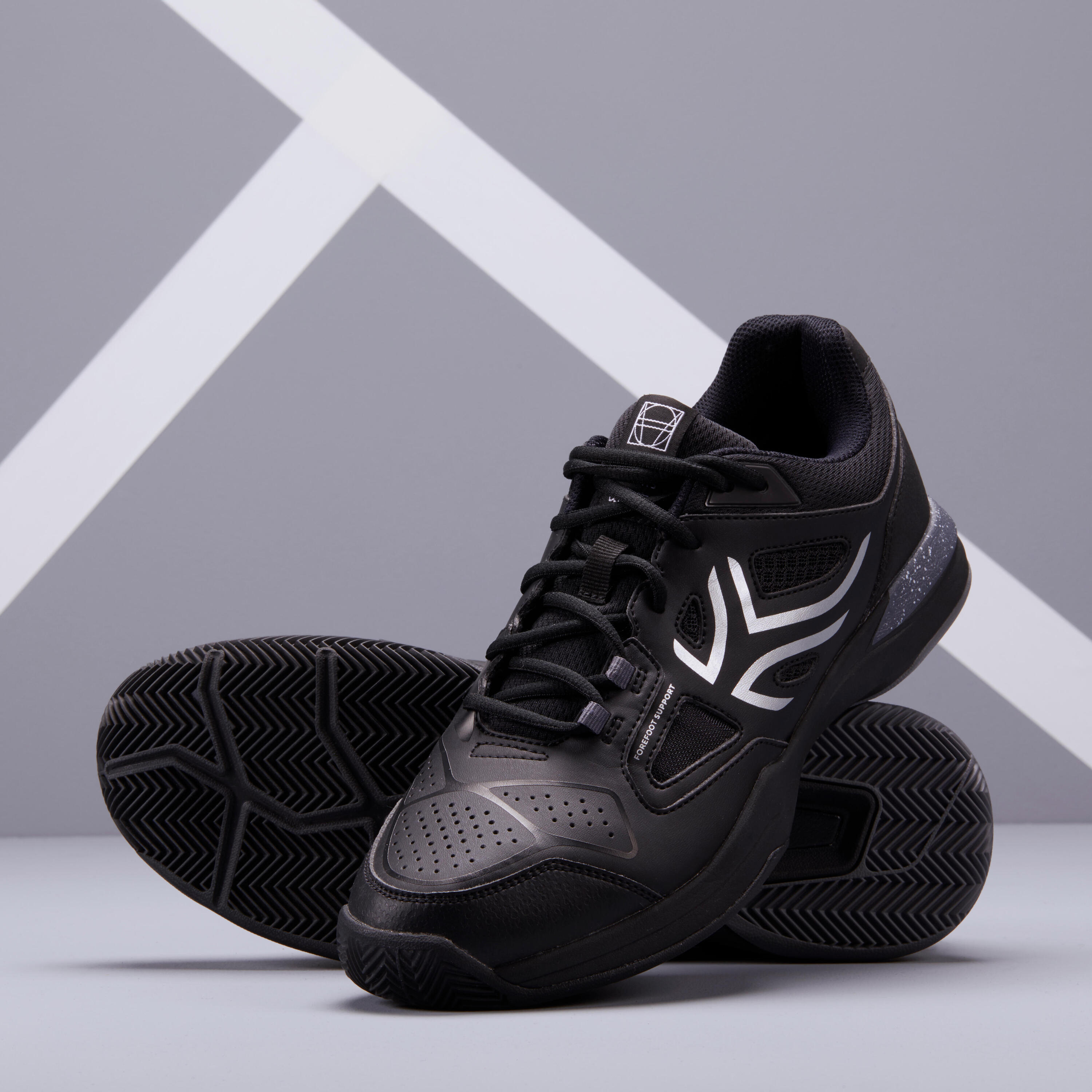 Men's Clay Court Tennis Shoes TS 500 - Black/Grey 6/8