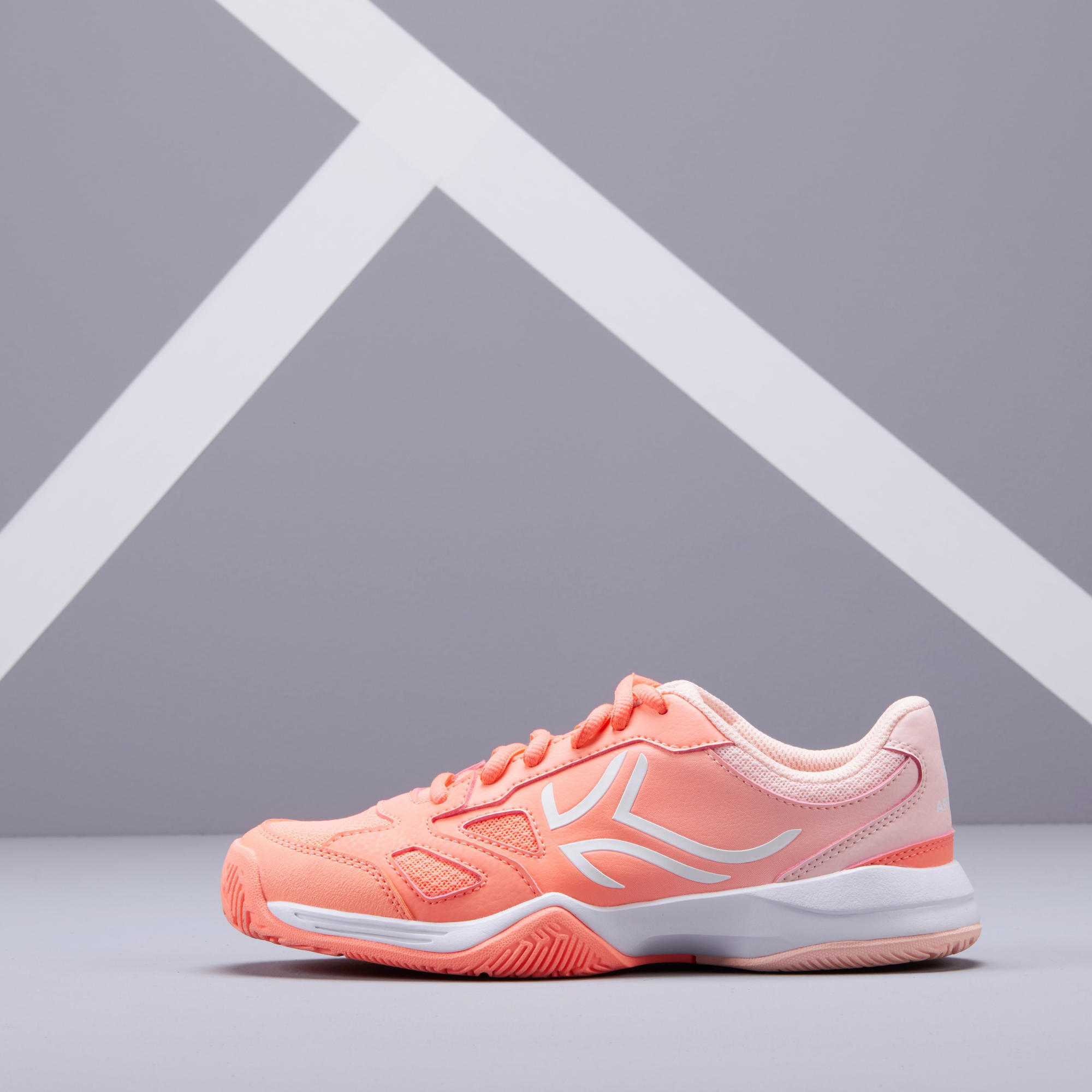 coral colored tennis shoes
