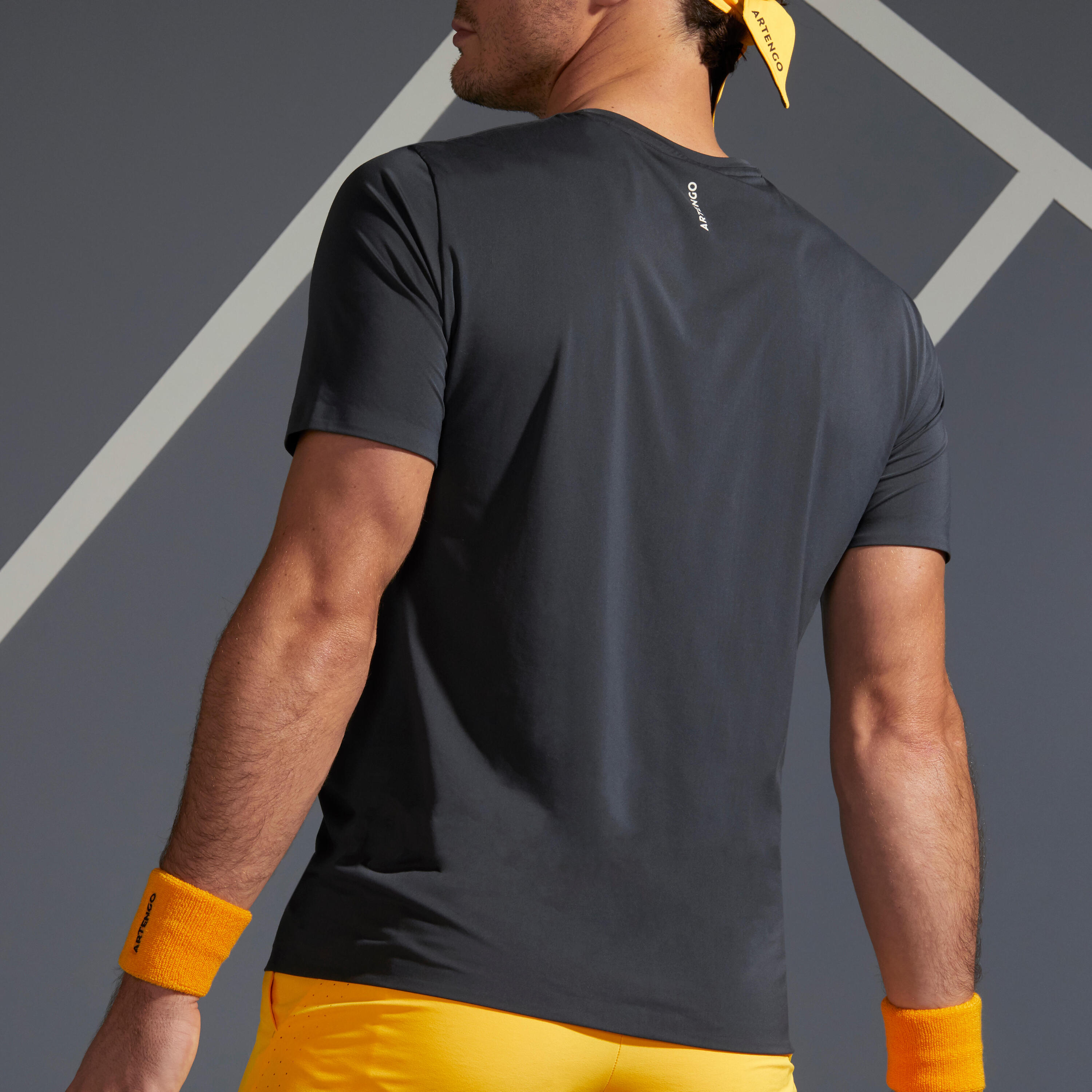 Men's Tennis T-Shirt TTS 900 Light - Grey/Yellow 2/9