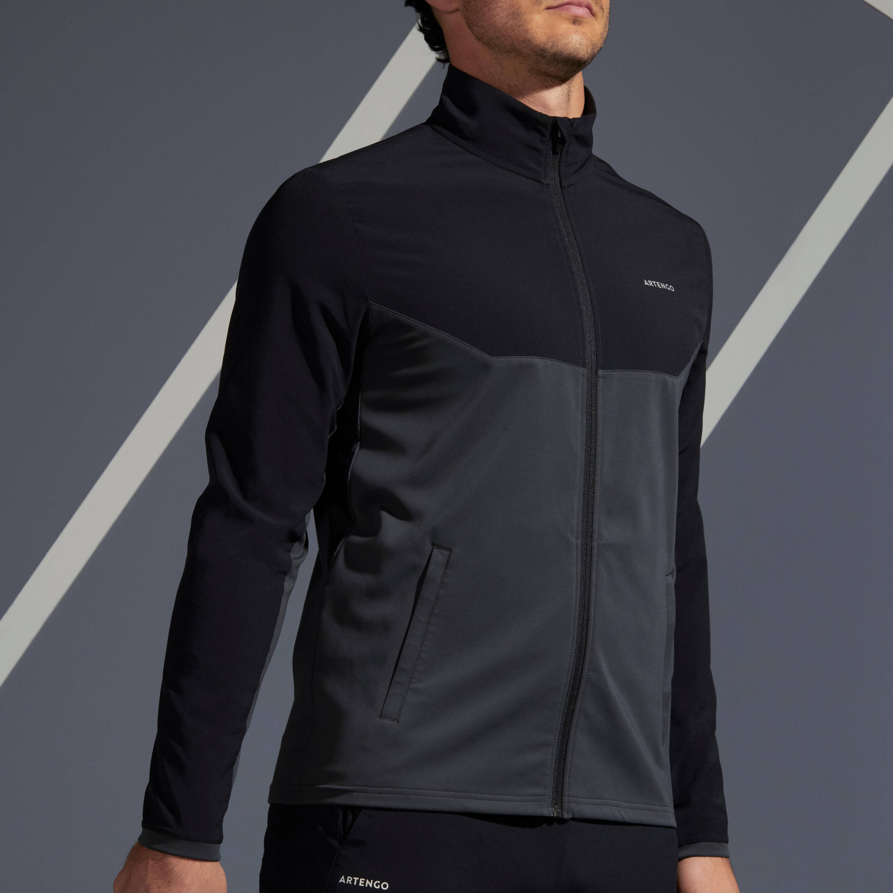 Men Tennis Jacket - TJA500 Black/Grey -  2