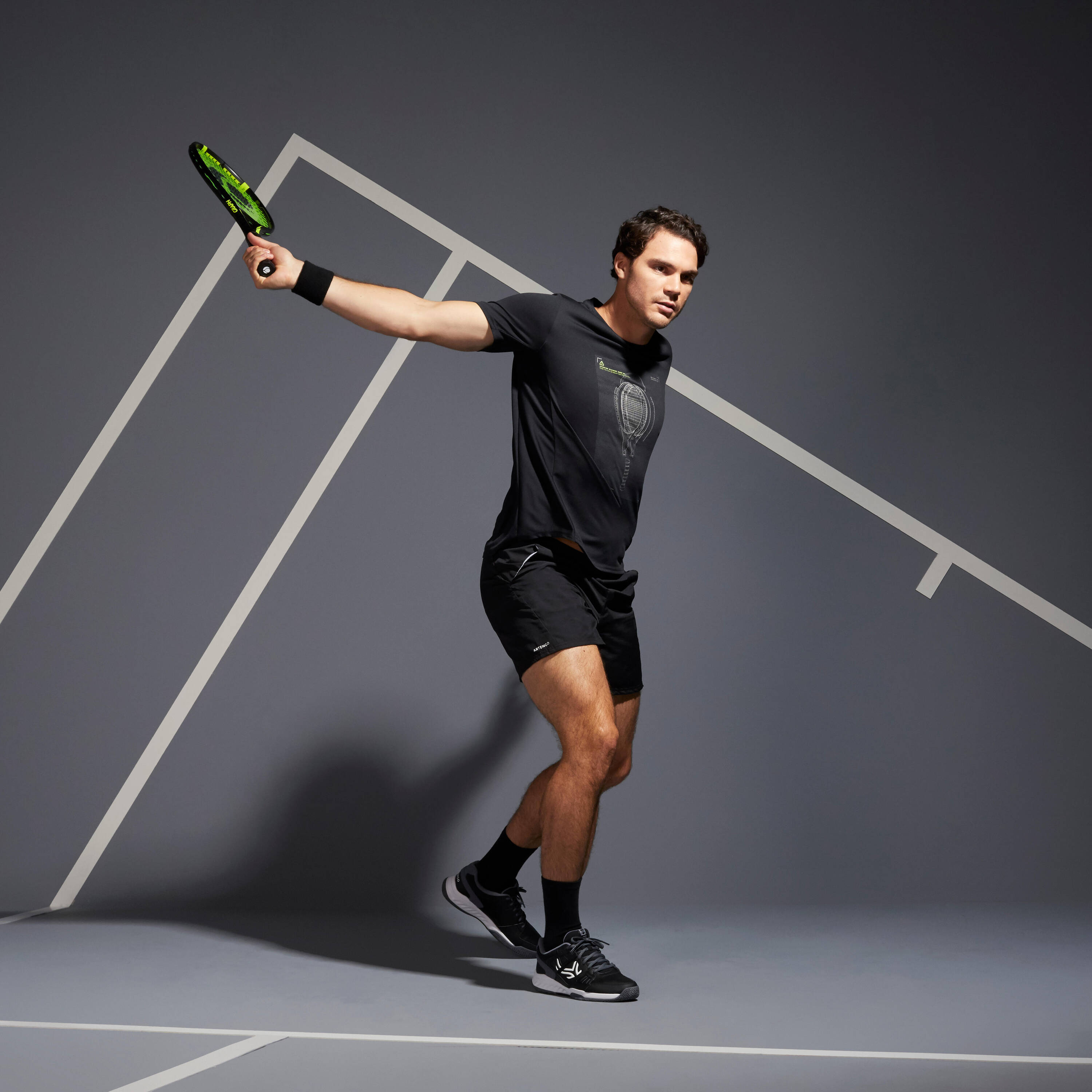 Men Tennis T-Shirt TTS100 Black -  2