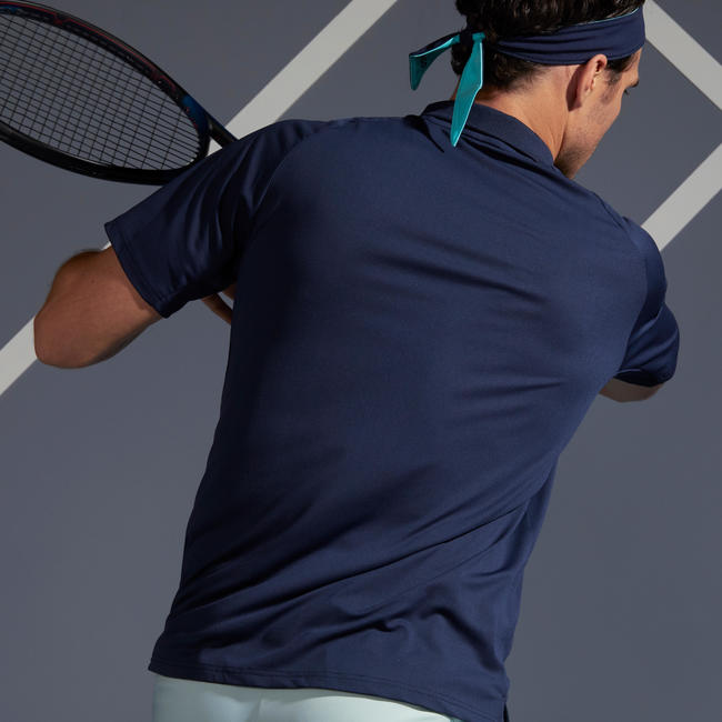 Men's Tennis Polo T-Shirt Dry 500 - Navy Blue Graphic