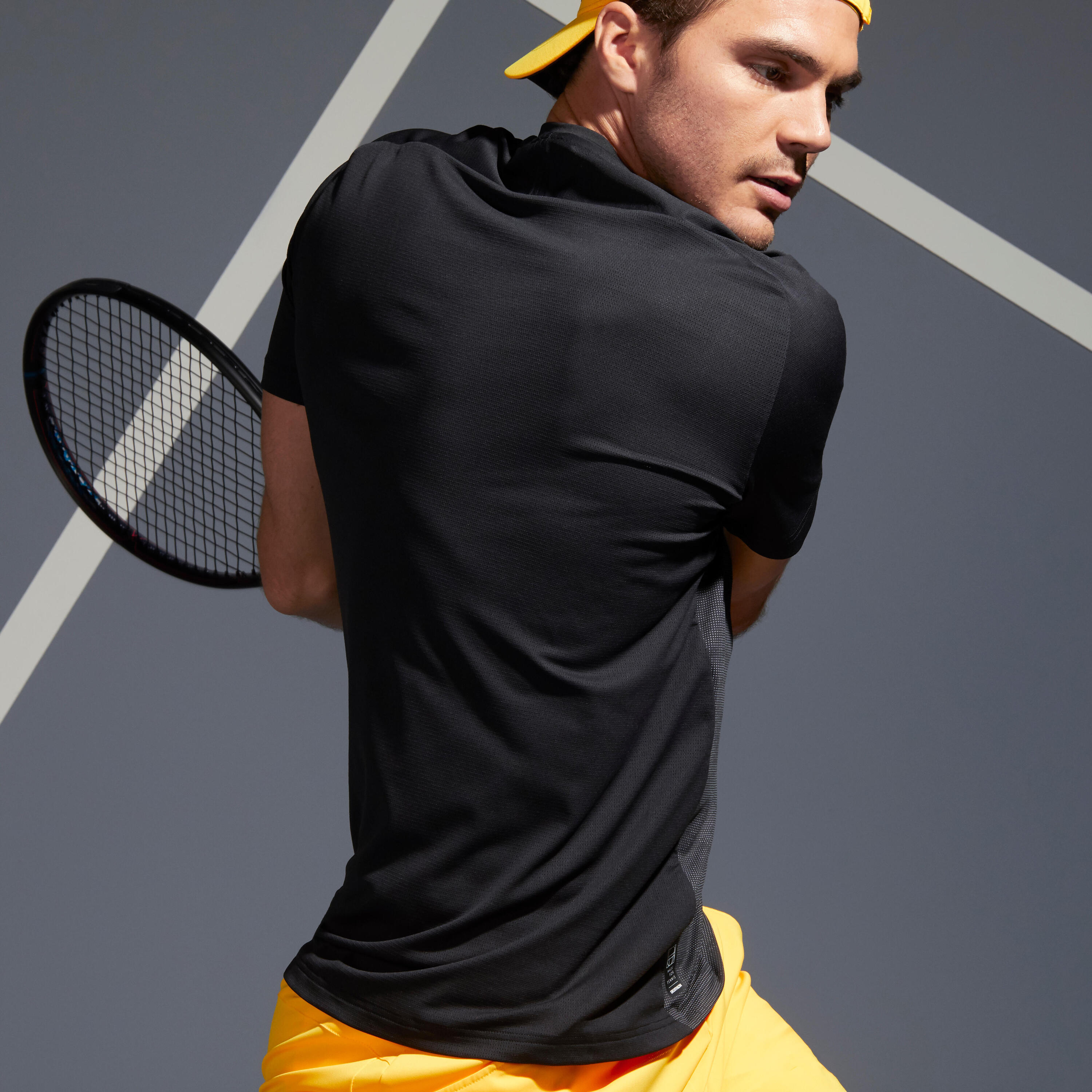 Men's Tennis T-Shirt TTS 500 Dry - Black Graph 9/10