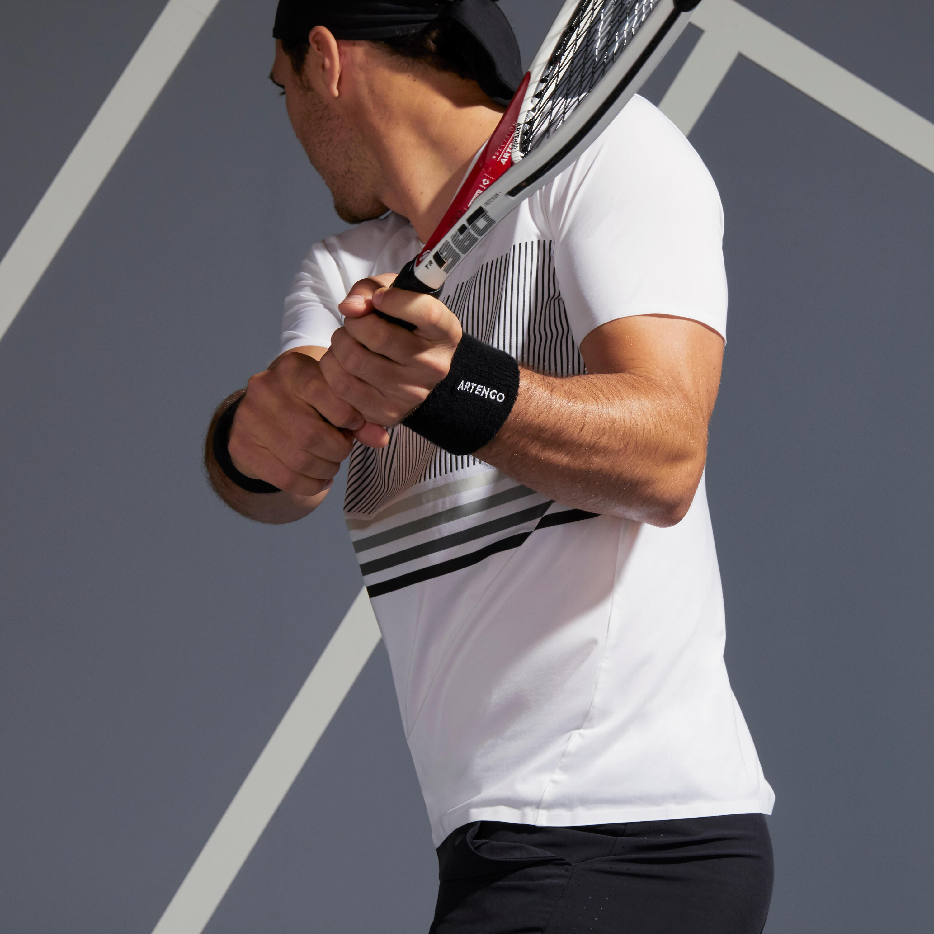 Men's Tennis T-Shirt TTS 900 Light - White/Black 10/12