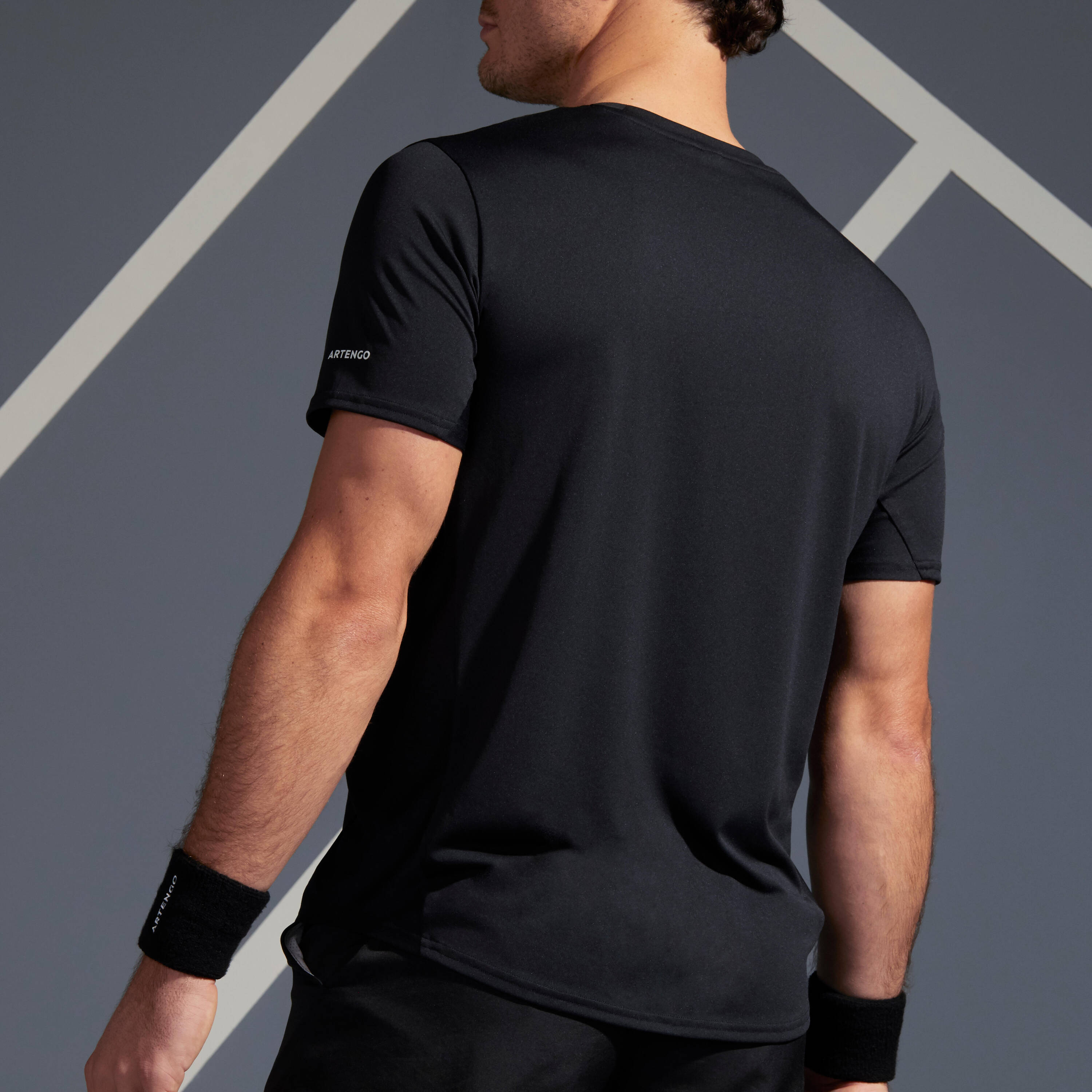 Men Tennis T-Shirt TTS100 Black -  3