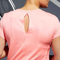 Camiseta de tenis manga corta transpirable mujer Artengo Essentiel coral