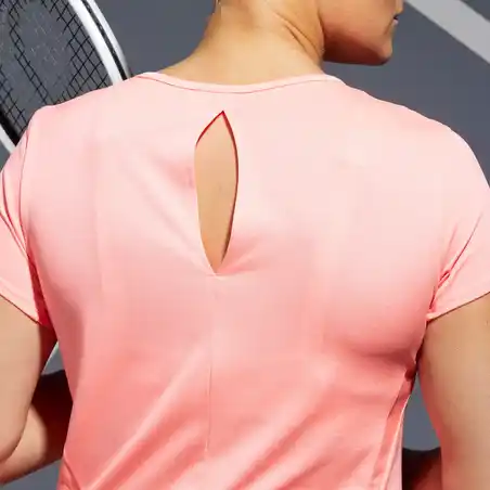 Women's Tennis Quick-Dry Crew Neck T-Shirt Essential 100 - Coral