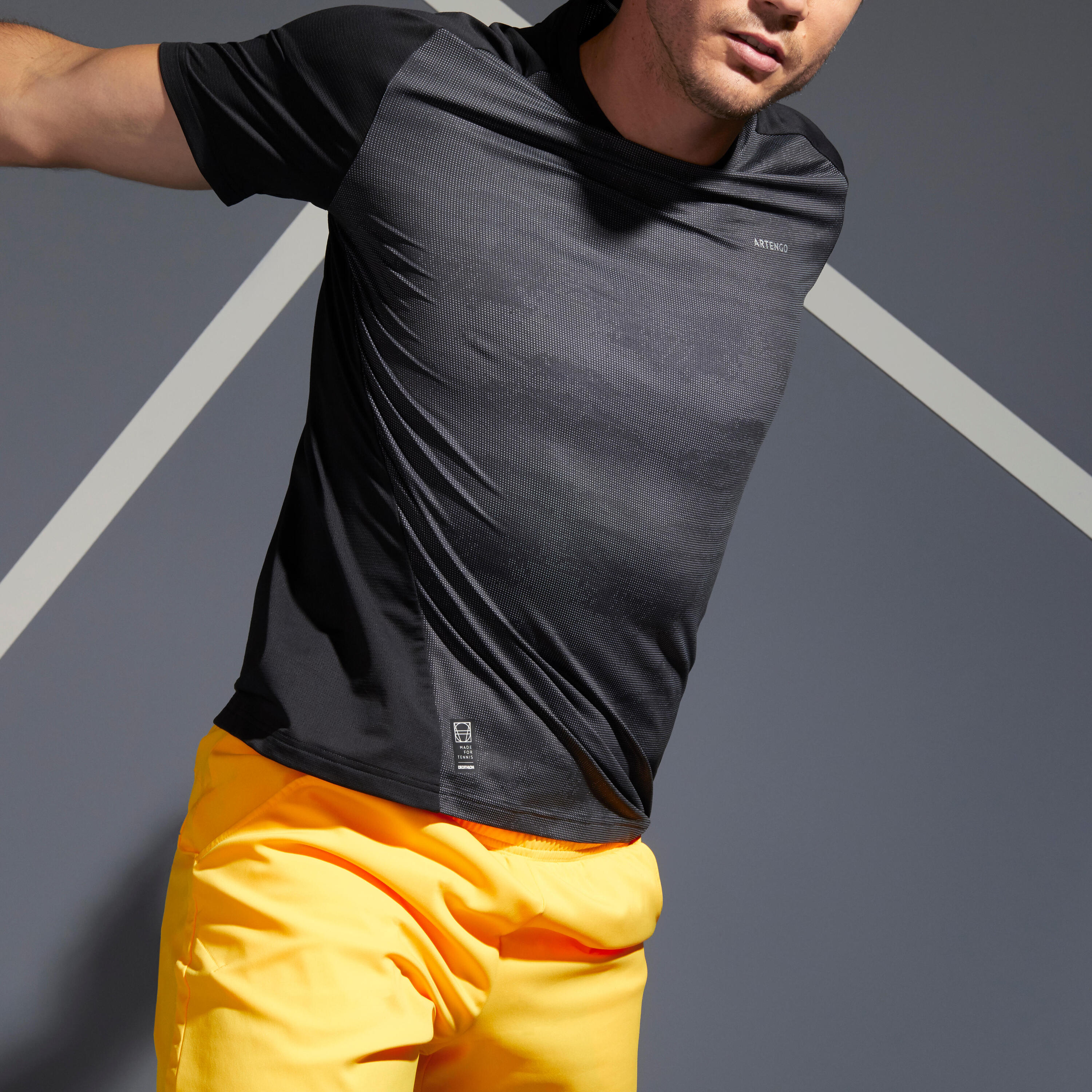 Men's Tennis T-Shirt TTS 500 Dry - Black Graph 7/10