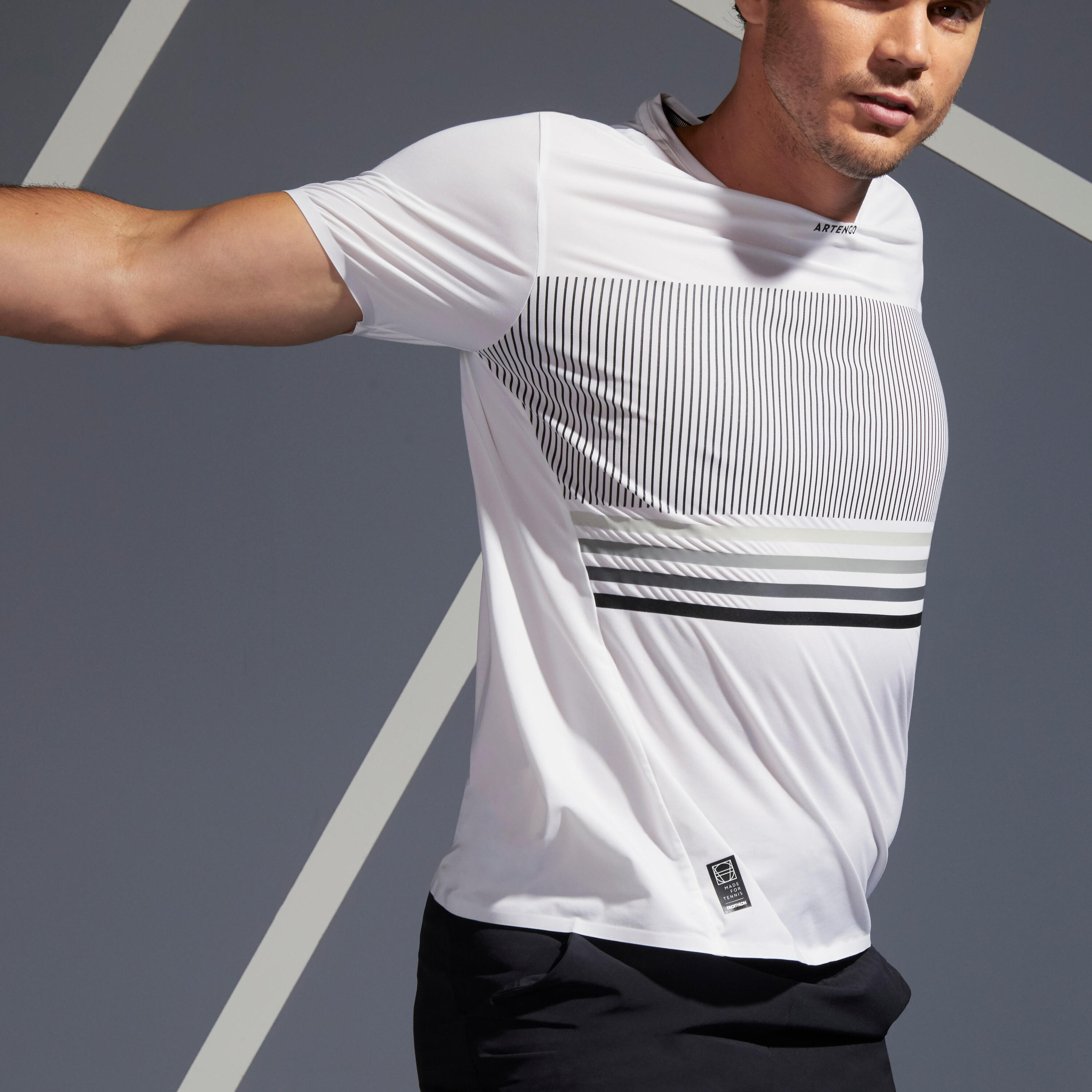 Men's Tennis T-Shirt TTS 900 Light - White/Black 7/12