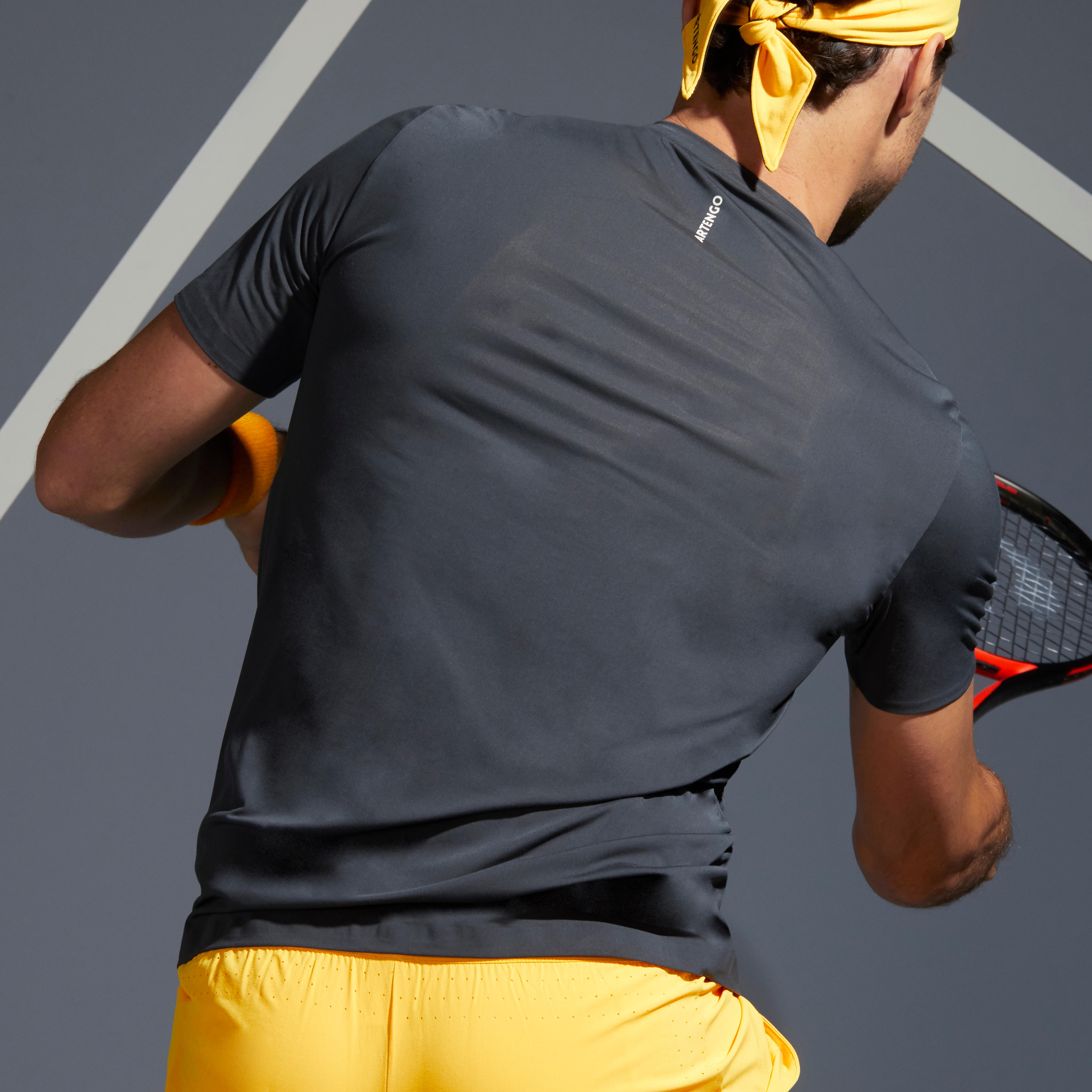 Men's Tennis T-Shirt TTS 900 Light - Grey/Yellow
