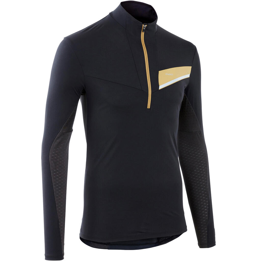 Laufshirt langarm Trail Zipp Herren schwarz/bronze