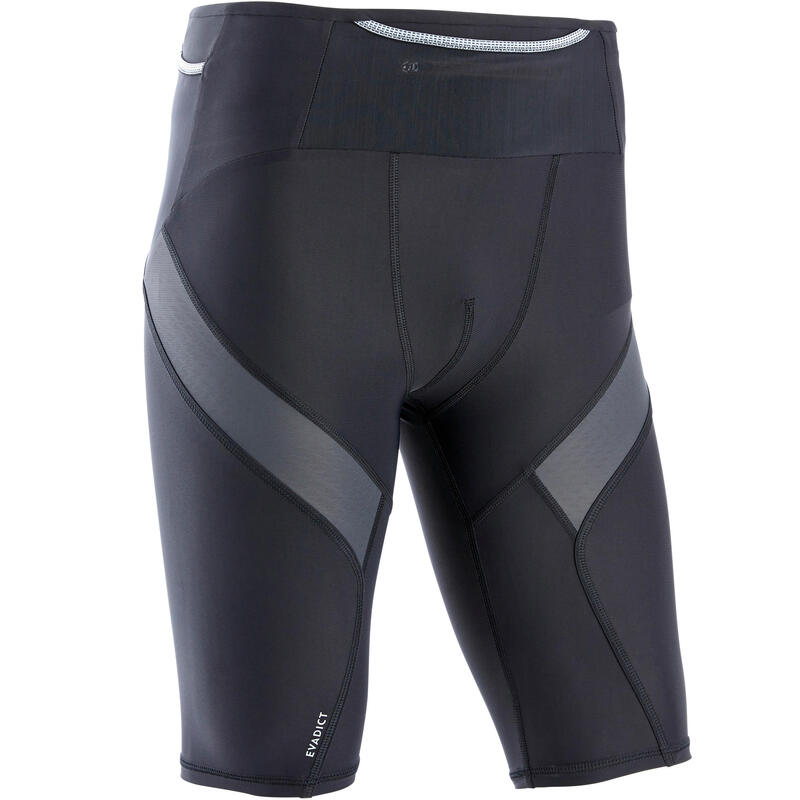 Korte compressie tight voor traillopen heren zwart/grijs