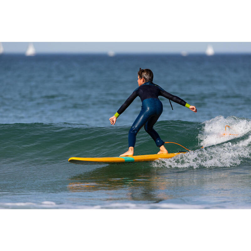 Combinaison SURF enfant Néoprène 4/3 mm 500 bleu jaune